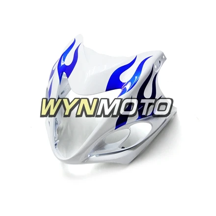 Выполните обтекатели комплект для GSXR1300 2008- 08-16 впрыск АБС пластмасса Полный обтекатели комплект кузовные Обтекатели белого и синего цвета пламени