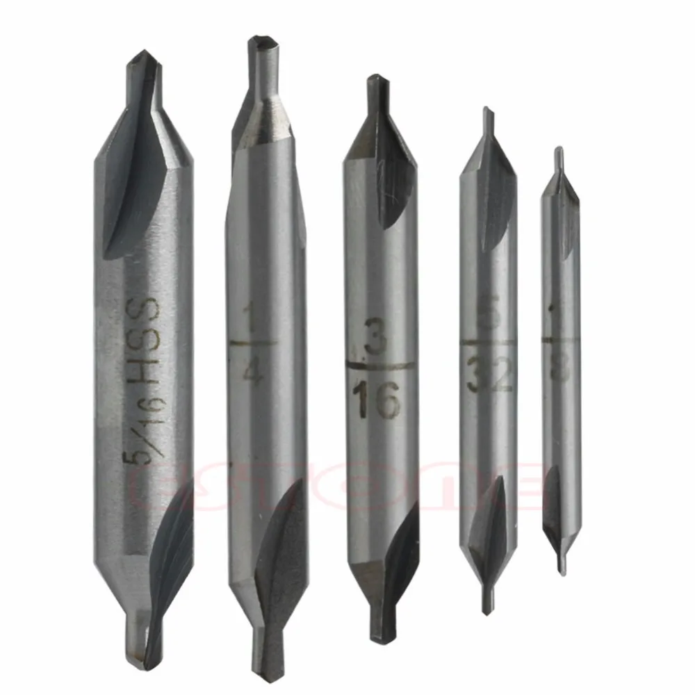5Pcs/lot HSS Center 60 degrees Spotting Drill Bits Combined Countersink