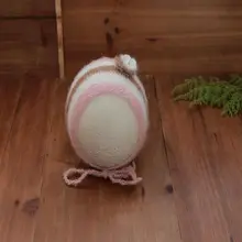 Вязаный ангорковый головной убор ручной работы для новорожденных шапочка с помпоном реквизит для фотосъемки