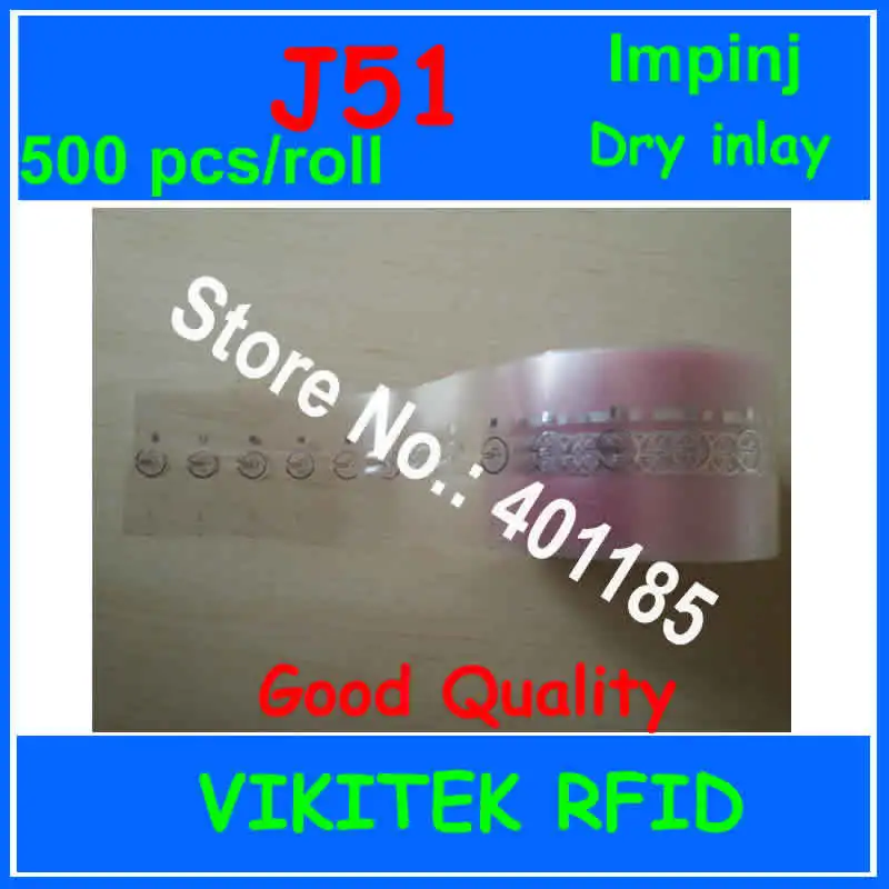 

Impinj J51 UHF RFID 500pcs per roll dry inlay 860-960MHZ Monza4 915M EPC C1G2 ISO18000-6C can be used to RFID tag and label