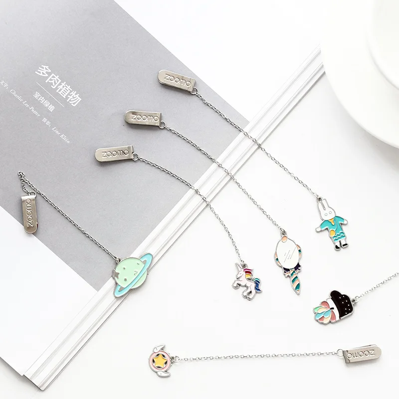 

Creative Cute Unicorn Cactus Metal Bookmark Kawai Animal Pendant Book Mark Kids Gift Korean Stationery Office School Supplies
