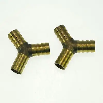 

(2) 3 Ways 6mm Y Hose Barbed Brass Adapter Coupler