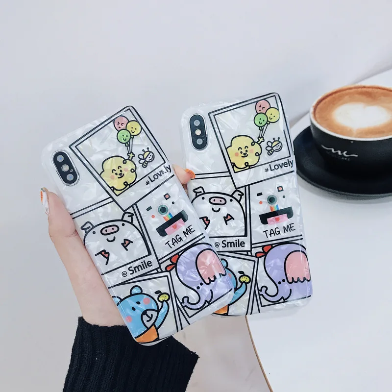 Ins style six-house-shell small animal Anti-knock phone case for iphone x xs max xr 6 6s 7 8 Plus cute soft |