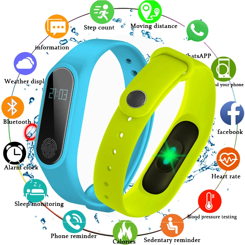 

M3 2 Smart Watch Heart Rate Blood Pressure Color Screen Sports Step Bluetooth Bracelet IP65 Waterproof Watch Connect Android iOS