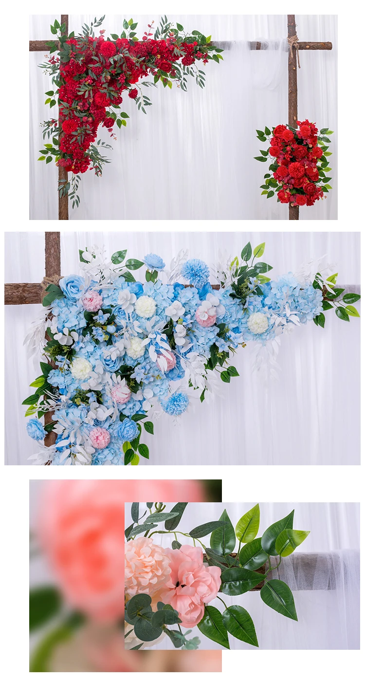 JAROWN Wedding Irregular Flower Row Background Decoration Wedding DIY Rose Hydrangea Flower Arrangement Arch Flower (12)