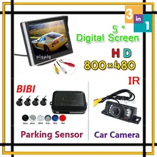 5 » hd 800 * 480 ЖК цвет автомобиля монитор + 7 из светодиодов ИК 170 ночного видения заднего вида камеры + сенсор визуальный парковка помощи при парковке по HK