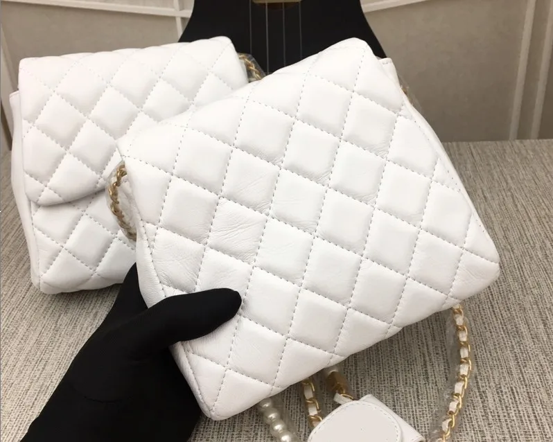 

Classic sheepskin lether handbag 19cm single shoulder bag Two bags