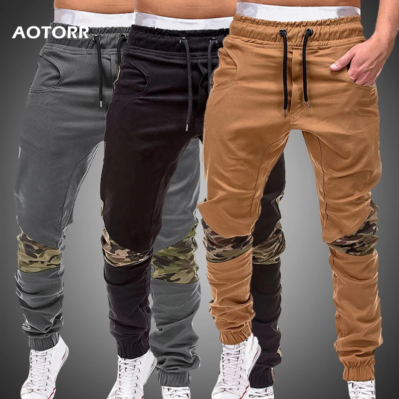 

Autumn Cargo Pants Men Casual Military Sweatpants Patchwork Drawstring Trousers Army Pants Joggers Pants pantalon homme 2019 New