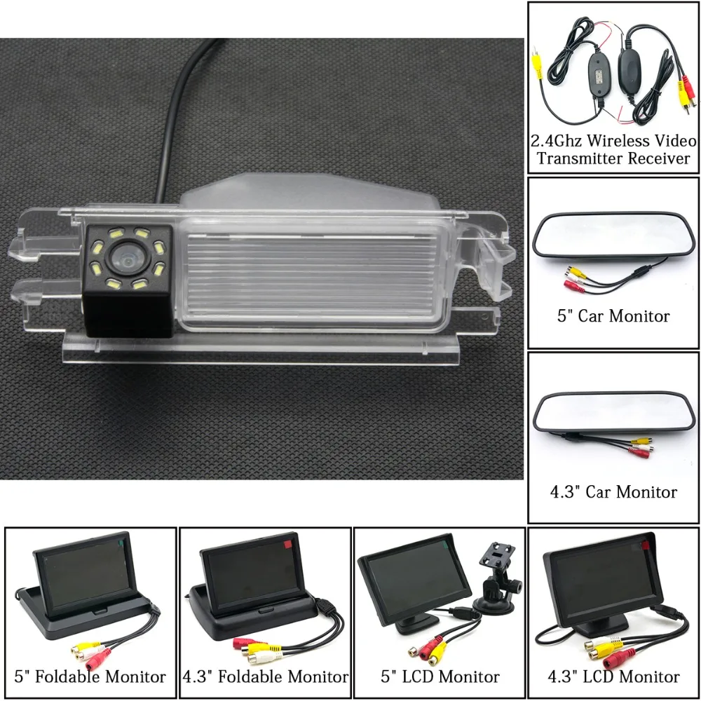 HD 8LED Автомобильная ночное видение парковочная камера заднего вида 4," 5" монитор фильтры питания 2,4 ГГц Беспроводная для Renault Dacia Sandero Duster