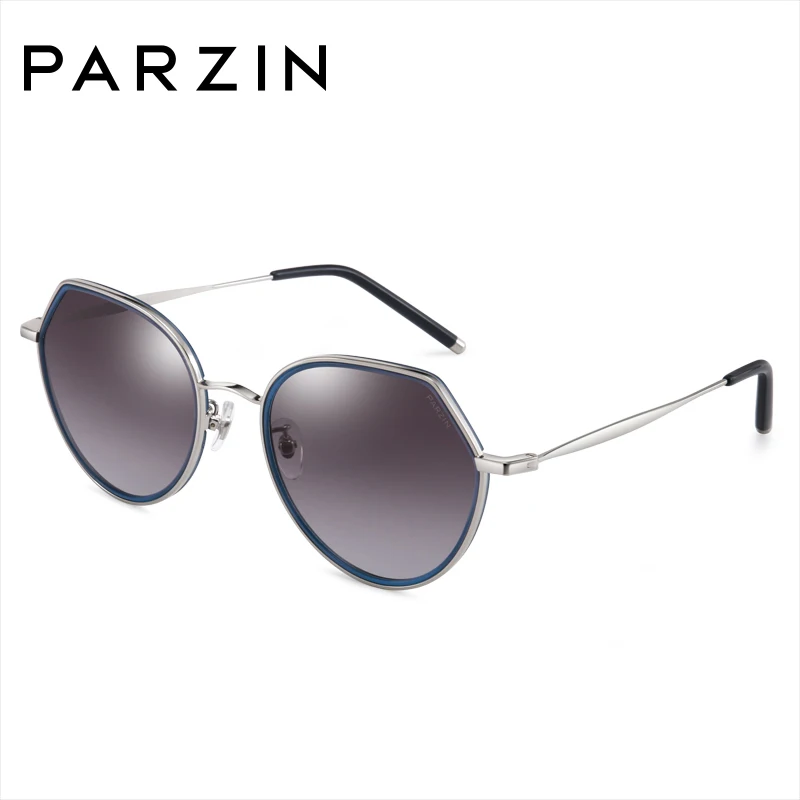 Женские солнцезащитные очки высокого качества в стиле ретро PARZIN, фирменный металлический каркас, солнцезащитные очки с большой оправой, высококачественные нейлоновые женские солнцезащитные очки new - Цвет линз: Blue silver