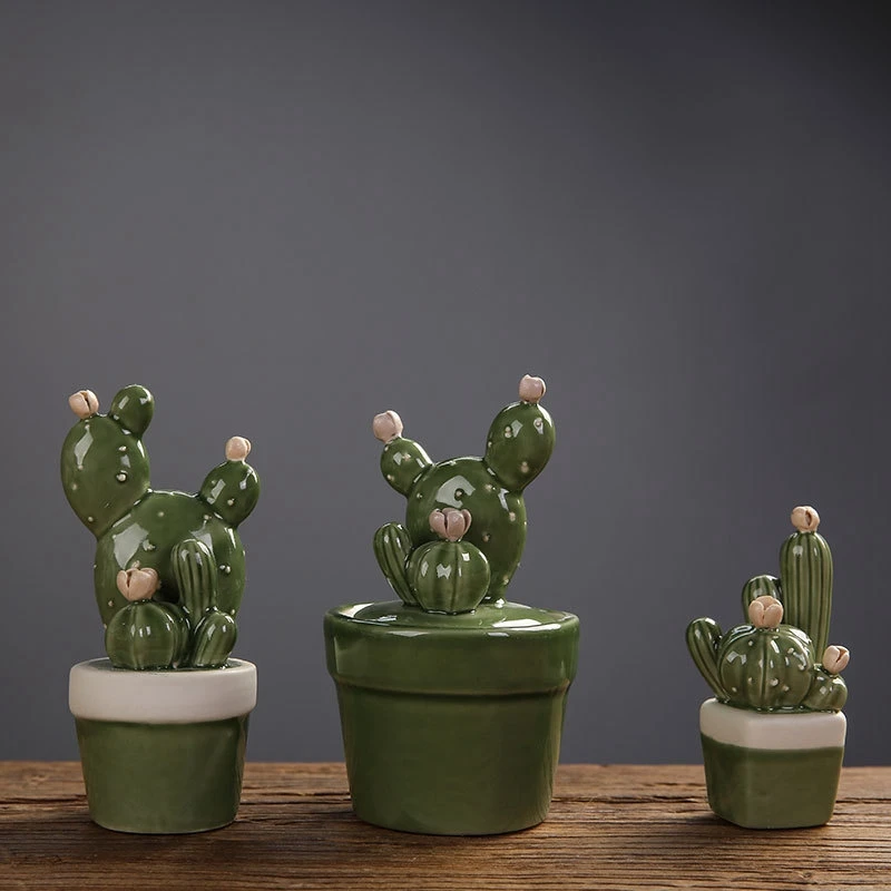 Diy Fake Cactus Plant Artificial Imitation Cactus Green Plant Simulation Plants Fake Ceramic