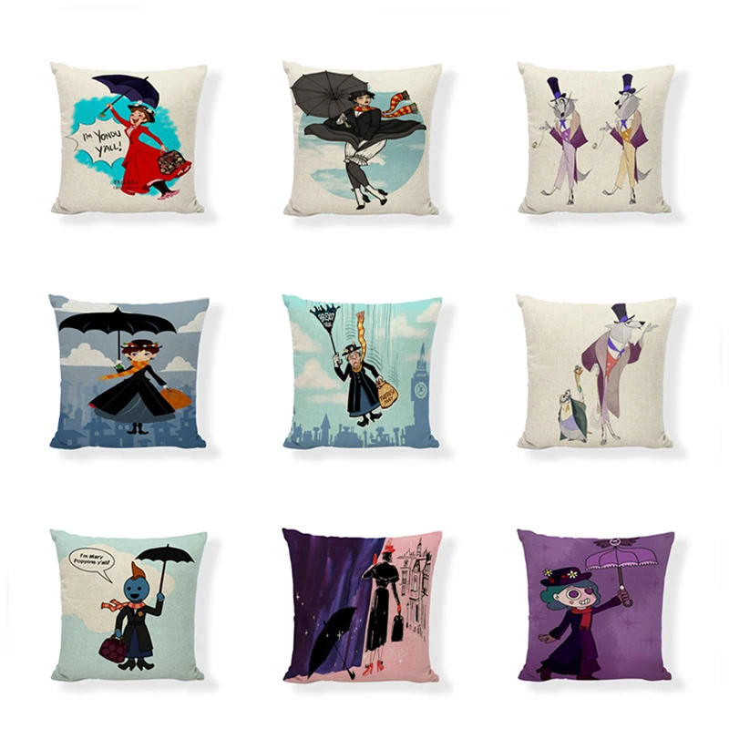 

Happy Manchu Room Cushion Covers Linen Material 45*45 cm Single Side Printing Farmhouse Home Sofa Decoration Throw Pillowcase