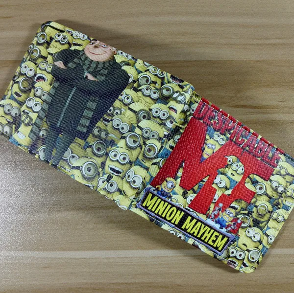 

2018 European and American Style Wallet Minions Mayhem Purses Women Men's Wallets Money Clip Designer Short Purse Size W239
