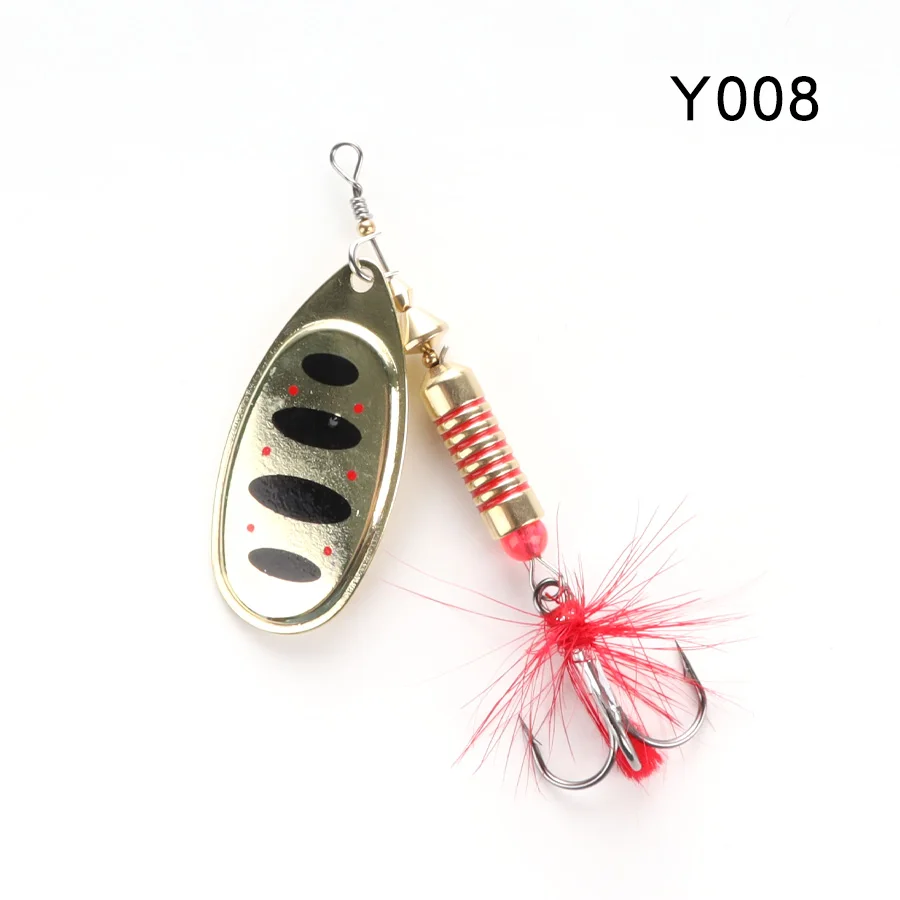 W.P.E New Spinner Lure Hard Bait 1pcs 6.5g/10g/13.5g Spoon Lure Metal Lure Feather Treble Hook Fishing Tackle Bass Fishing Pesca - Цвет: Y008