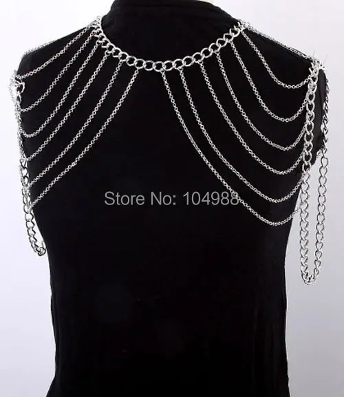 FREE SHIPPING New Style B304 WOMEN FASHION SILVER PLATED CHAINS JEWELRY DOUBLE SHOULDERS CHAIN 2 COLORS Body Jewelry | Украшения и