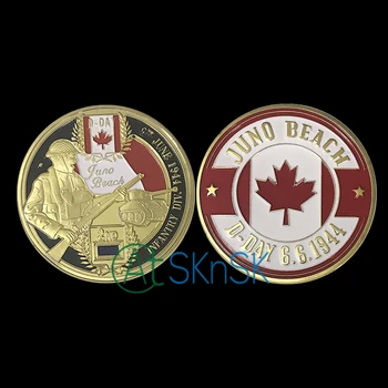 

Classic WW2 D-Day Juno Beach coins for collection Canada infantry division gold plated coin souvenir Canada commemorative coins