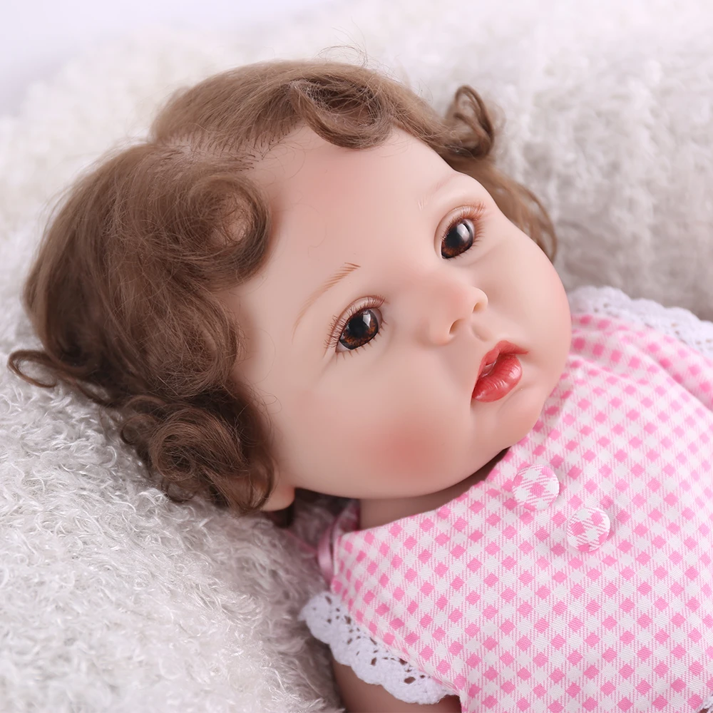 NPKDOLL Reborn Baby Doll 18 дюймов полный корпус силиконовые подарки ручной работы кукла девочка розовая одежда подарок плюшевый медведь вьющиеся волосы