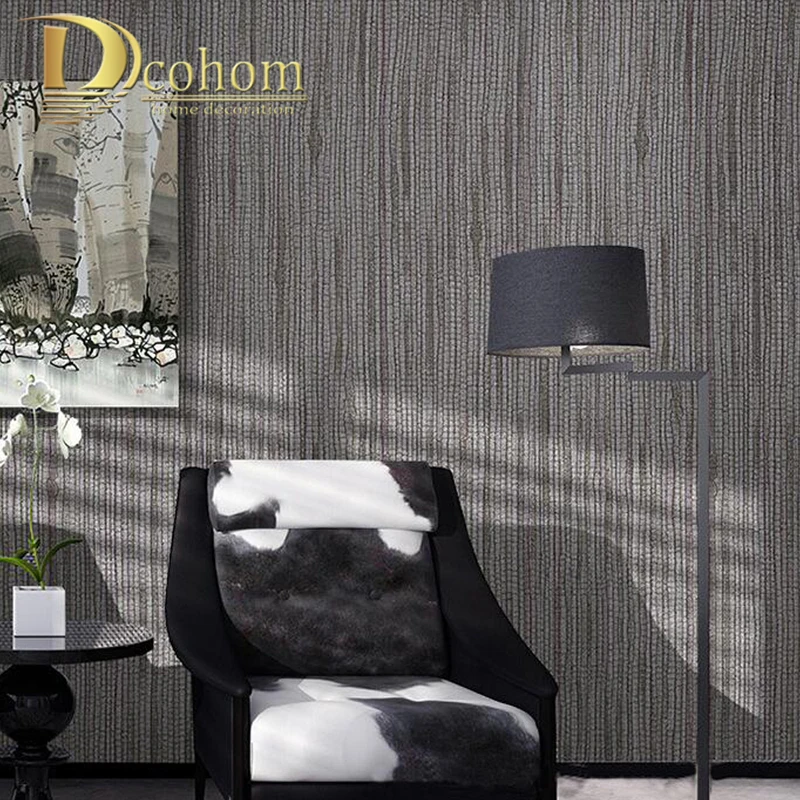 

Brief Style Plain Classic Straw Design Coffee Black Grey Beige Wall Paper Wallpapers Roll For Office Home Decor