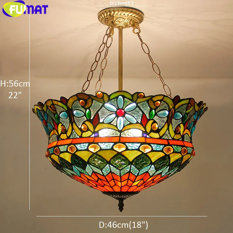 Подвесной светильник FUMAT Tiffany с цветком светодиодным витражным стеклом Подвесная