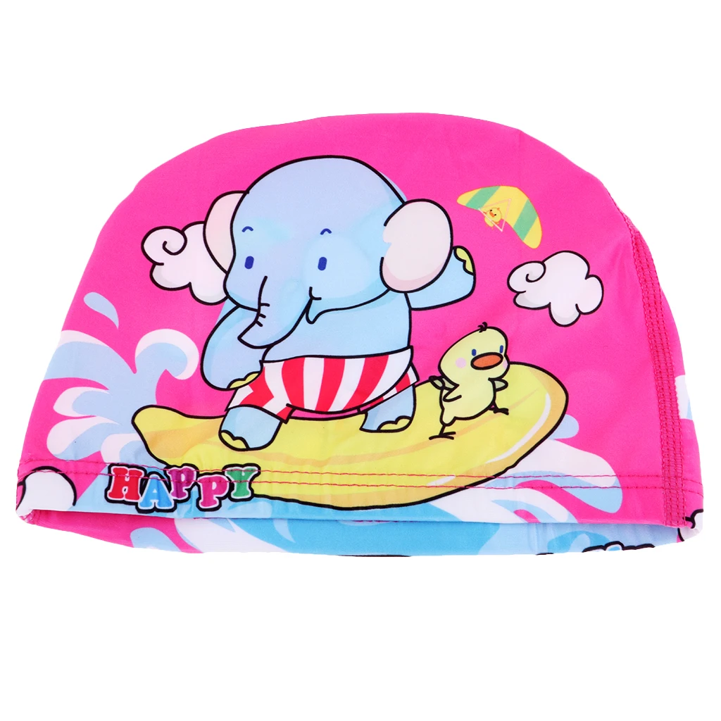 Girl Boy Cartoon Swimming Hat UV Protection Quick-Dry Swim Pool Caps with Cute Girls Elephant Print Kids Watersports Bath Beach