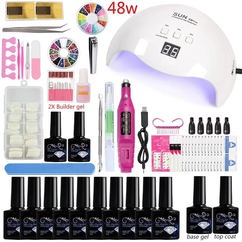 

Nail Builder Polish Set Polygel Builder 10 Color Gel Nail Polish Extension Kit Builder Gel Led Uv Lamp Nail Set for Manicure Kit