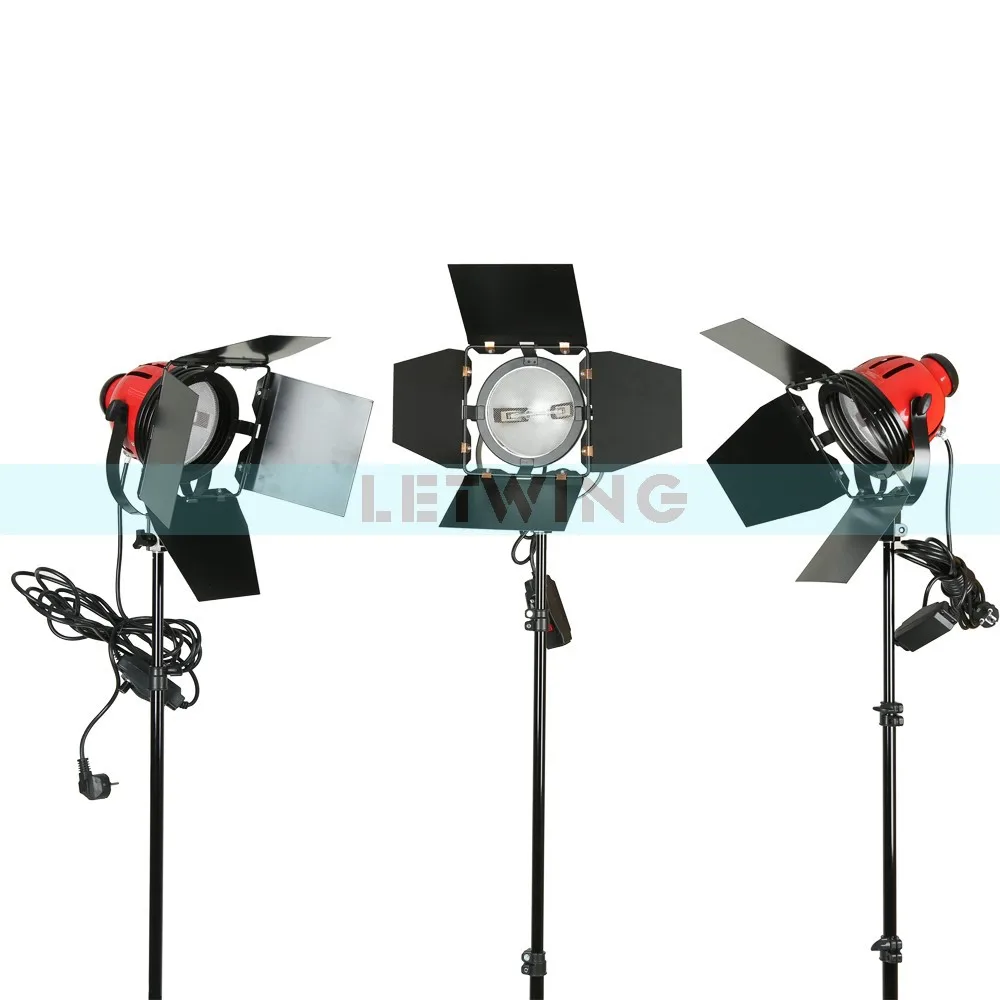 3x 800W 110V Red Head Studio Continuous Lighting Kit + Tripods + Carry Bag + Spare Bulbsin