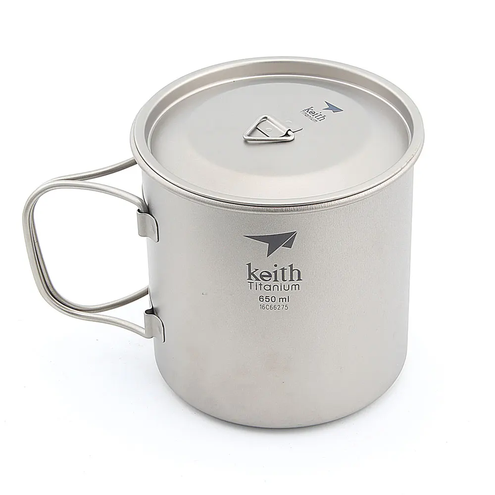 

Keith Ti3208 Titanium Cup Ultralight Single Wall Vacuum Water Cup Camping tools 650ml