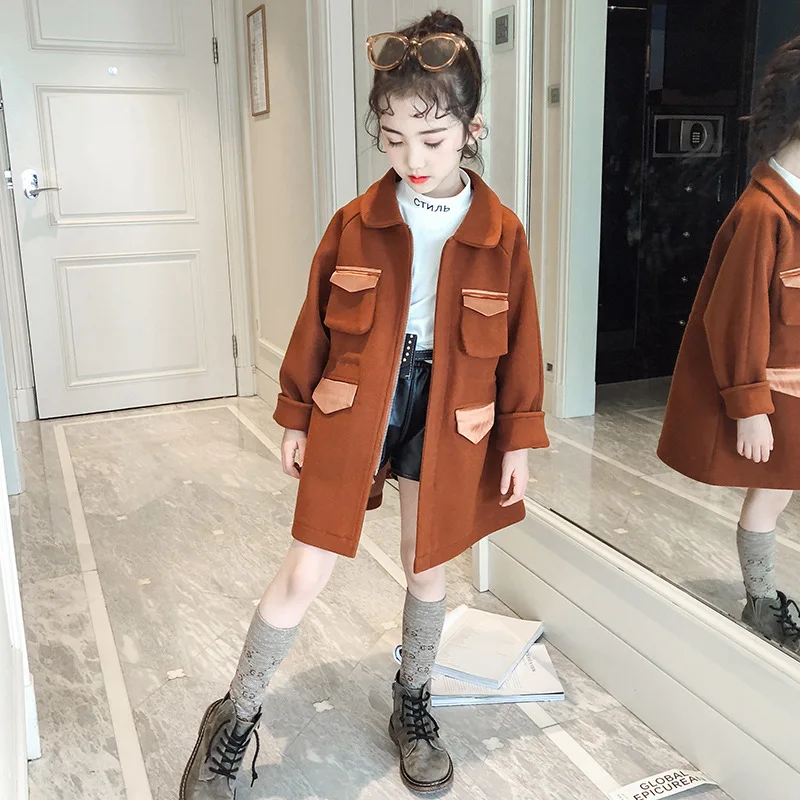 

Girls Outerwear Coats Children's Clothing Autumn Korean Long Coat Jackets 4-10 Years