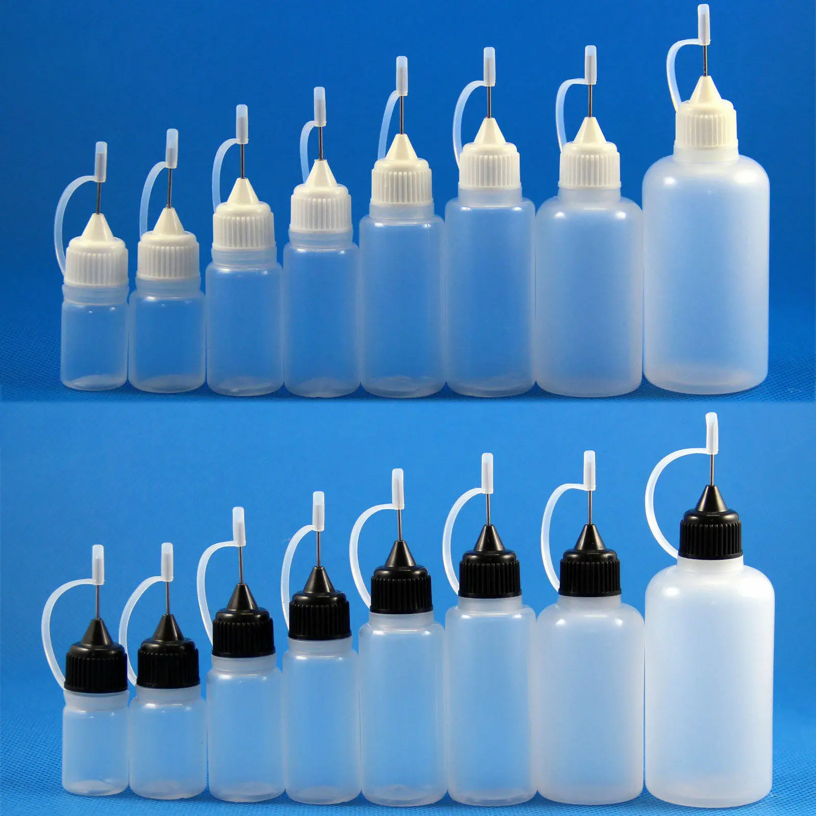 

100pcs 3ml 5ml 10ml 15ml 30ml 50ml Plastic Squeezable Drop Bottle Metal Dropper Needle Tip Liquid Cig Oil E juice Fill container