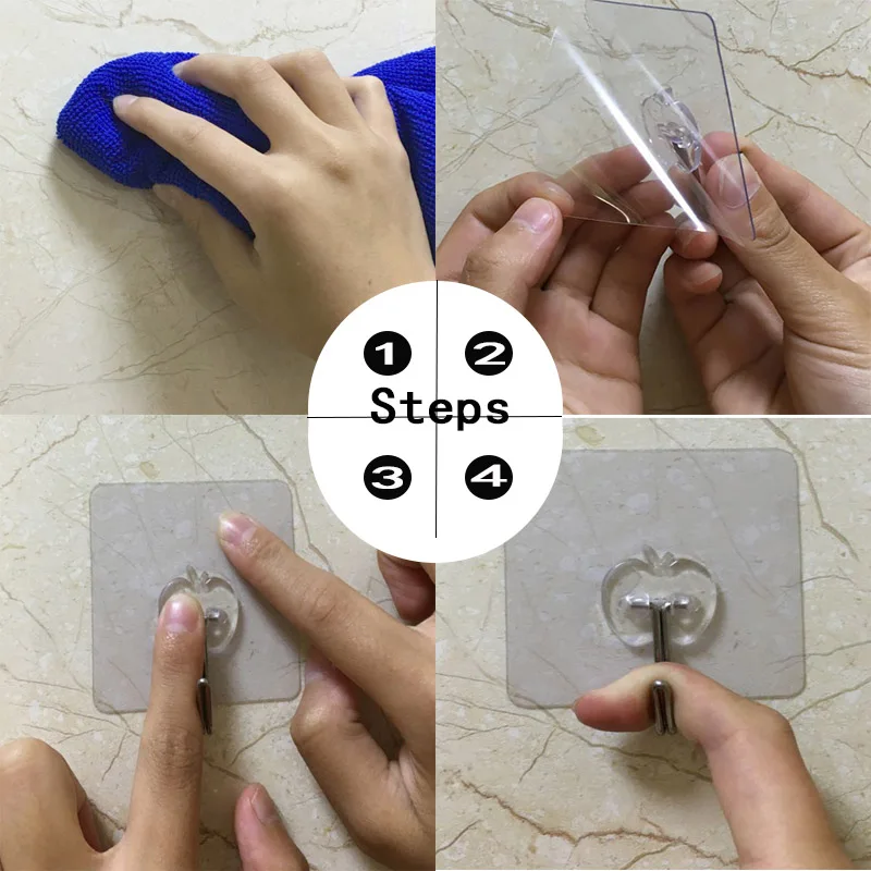 4Pcs/lot Bearing 3KGS Transparent Self-adhesive Strong Wall Hook Lucky Clover Kitchen Hooks Waterproof Bathroom Accessories