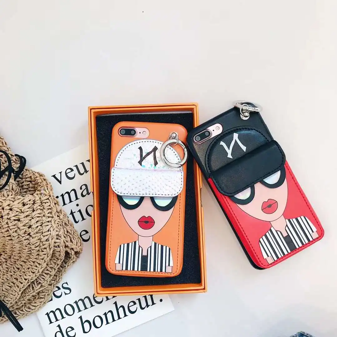 Крутой держатель для карт девочек кошелек телефона чехол iPhone 6 6s 7 8 Plus 10 X XR XS MAX
