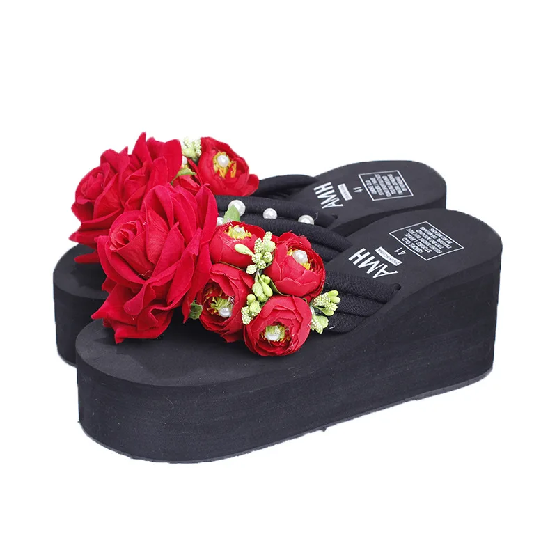 

Summer Style Red Rose Flower Sandals Women's Shoes Cheap High Heeled Wedges Buy Platform Flip Flops Slippers Sale Online