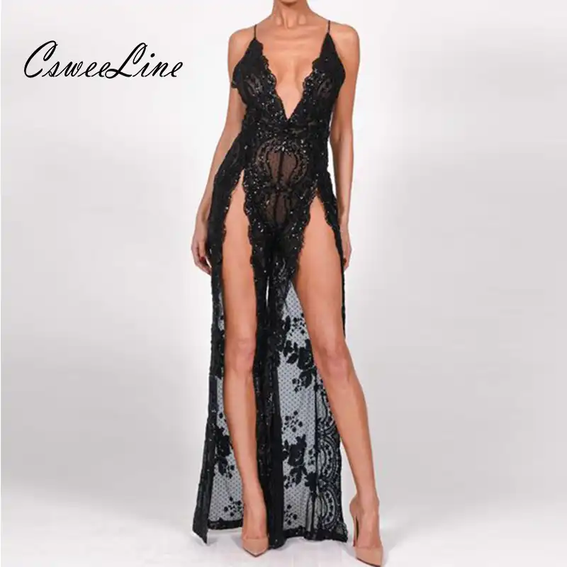 sequin mesh jumpsuit