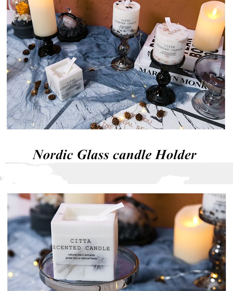 Decoration Crystal Wedding Centerpieces Glass 3 Home Decoration Candle Stand Nordic INS Candle Holder Nordic Modern Candlestick