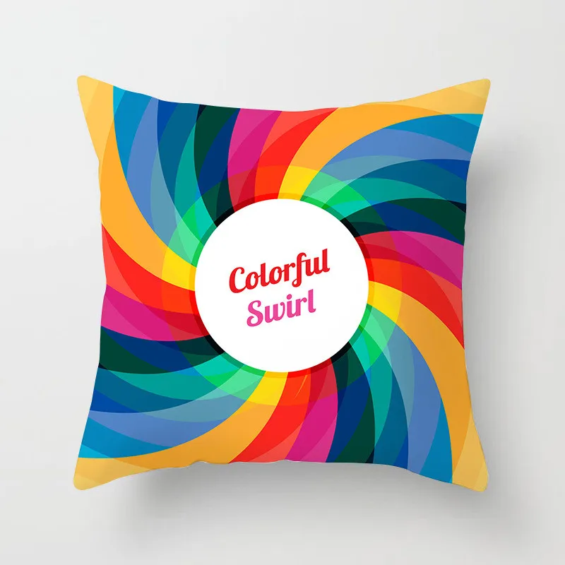 

Colorful Pillow Covers Geometric Square Back Cushion Cover Decorative Polyester Throw Pillows 45x45cm Pillowcase for Sofa