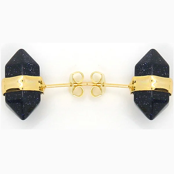 CSJA модные серьги Пирсинг шпильки серьги Модные ювелирные изделия золотой цвет натуральный камень прозрачная кристаллическая серьга для женщин E011 - Окраска металла: Blue Sand