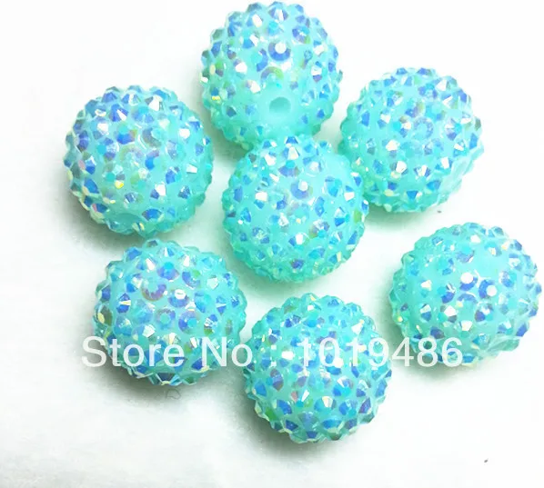 

20MM Light blue 100pcs / lot Chunky Resin Rhinestone Beads,Bling Resin Ball Beads, ( effect of jelly bead)