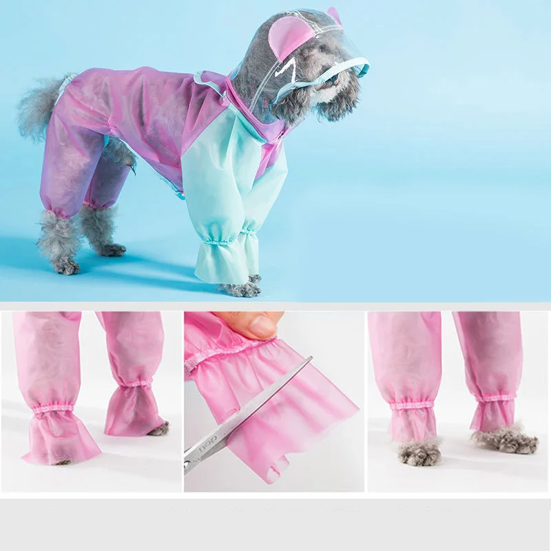 Дождевик для питомцев HEYPET, водонепроницаемый дождевик, комбинезон для щенков, Повседневная Уличная одежда для собак, кошек, дождевик с капюшоном - Цвет: pink