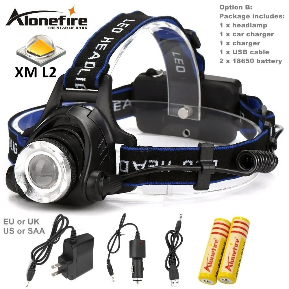 AloneFire HP79 Head lights CREE XM L2 U3 LED 5000LM Zoom Headlights