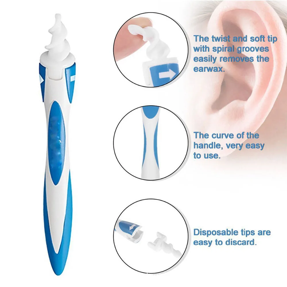 

HEYME 16 Tips Rotating Smart Ear Cleaner with Soft Silicone Tips Ear Spoon Ear Pick Tool Simply Twist To Grab And Extract Earwax