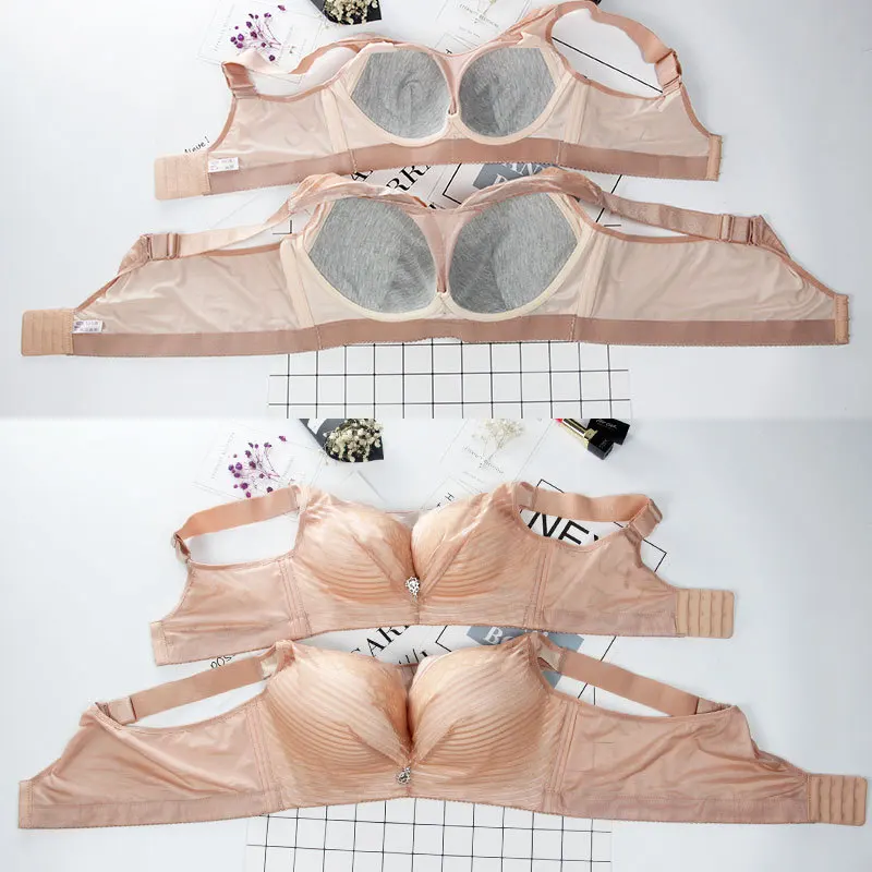 Для женщин полная чаша Push-Up Bra C D E 34 38 44 52 кожи Черный Lavendor Brassier плюс Размеры Беспроводной тонкий минимайзер Bralette белье