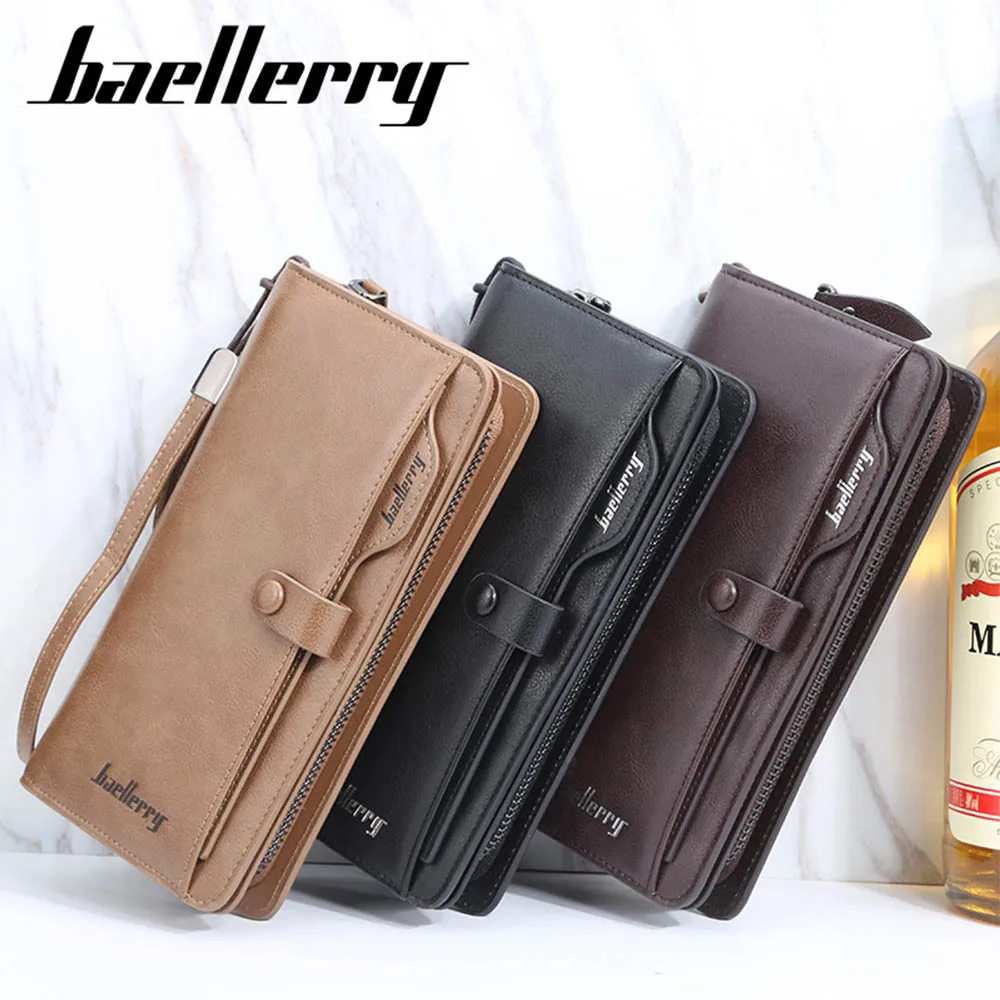 Мужские длинные кошельки Baellerry дизайнерский кожаный кошелек на молнии с
