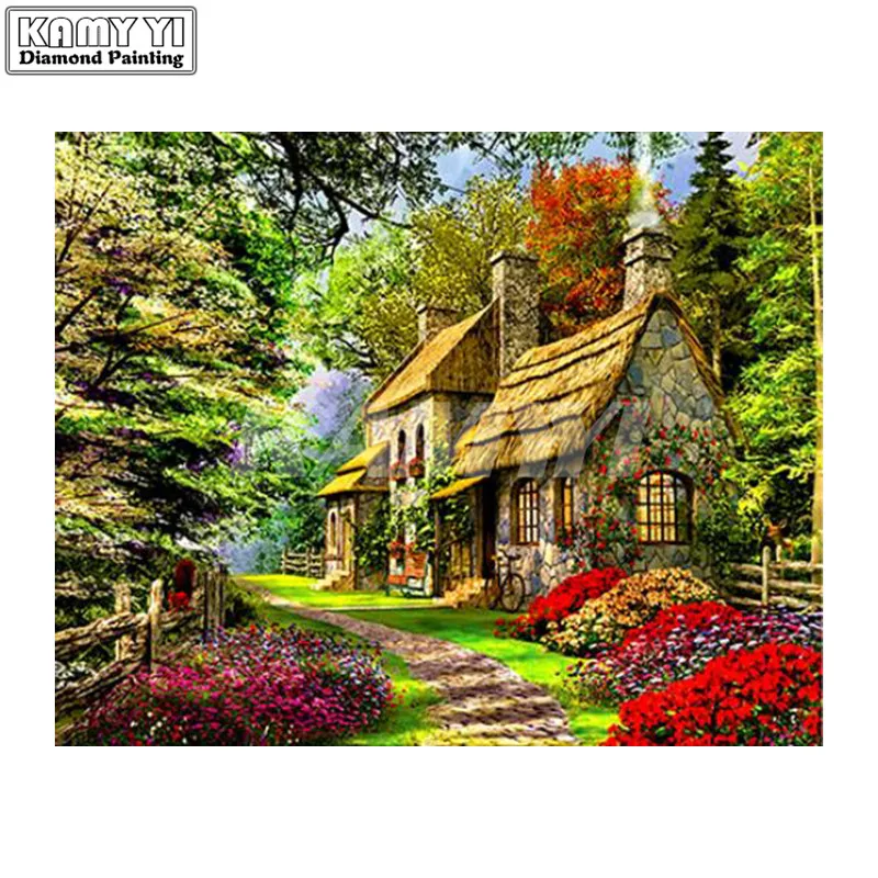 5d Diy Алмазная Вышивка крестом сезоны полная круглая вышивка зимняя House-hcr4 | Дом и