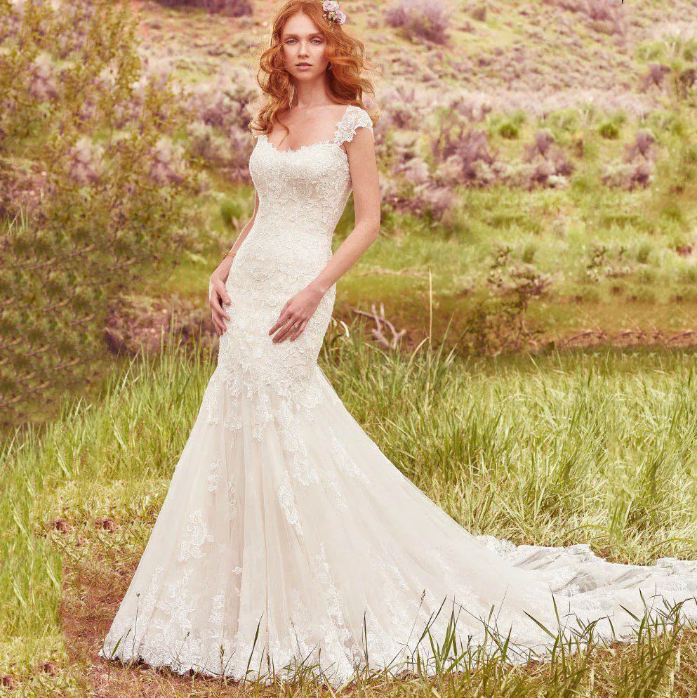 

Luxury Robe De Mariee Mariage Mermaid Sweetheart Wedding Dress Detachable Cap Sleeve Lace Appliques Bridal Gowns trouwjurk