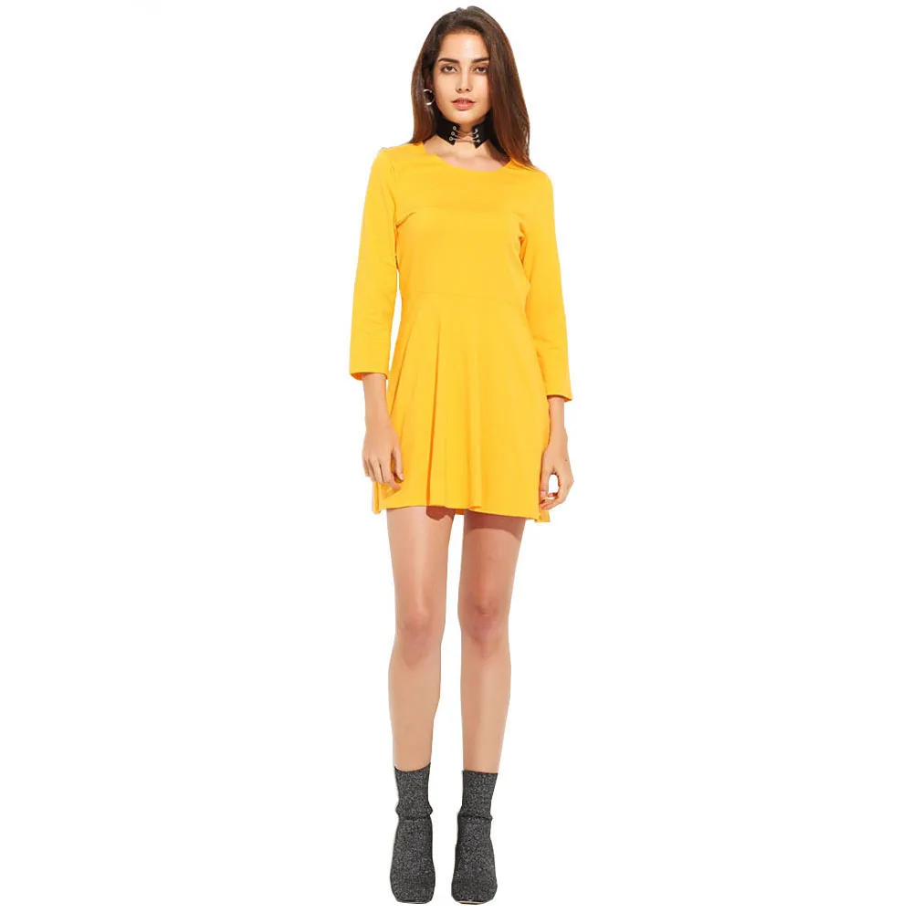 yellow long sleeve mini dress