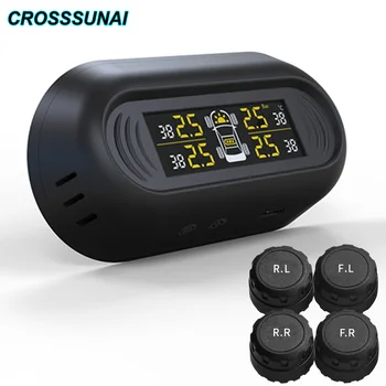 

TPMS Systems Tire Pressure Monitoring System with External Four Sensors Tyre pressure Charged By Solar Energy or USB Charging