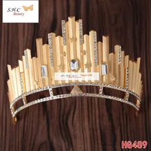 New Big European Bride Wedding Crown Gold Austrian Crystal Large Queen Crown Wedding Hair Accessories HG-G088