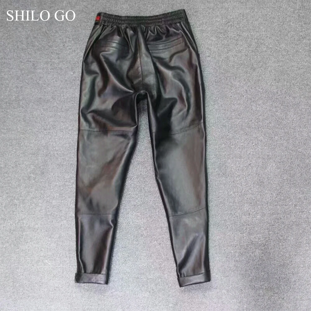 Женские кожаные брюки SHILO GO весенние из натуральной овечьей кожи с цветным