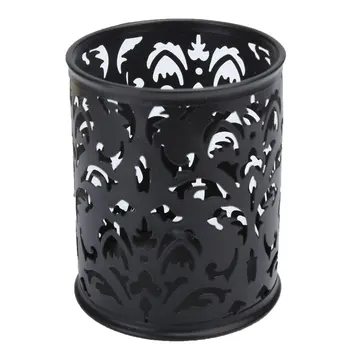 

5 PCS of Metal Pen Holder Pen Pot Hollow Flower Pattern Round