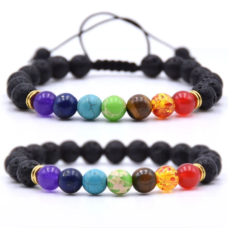 7 Chakra Yoga Natural Stone Beaded Cubic Tree Of Life 3D Braided Bracelets 8MM e